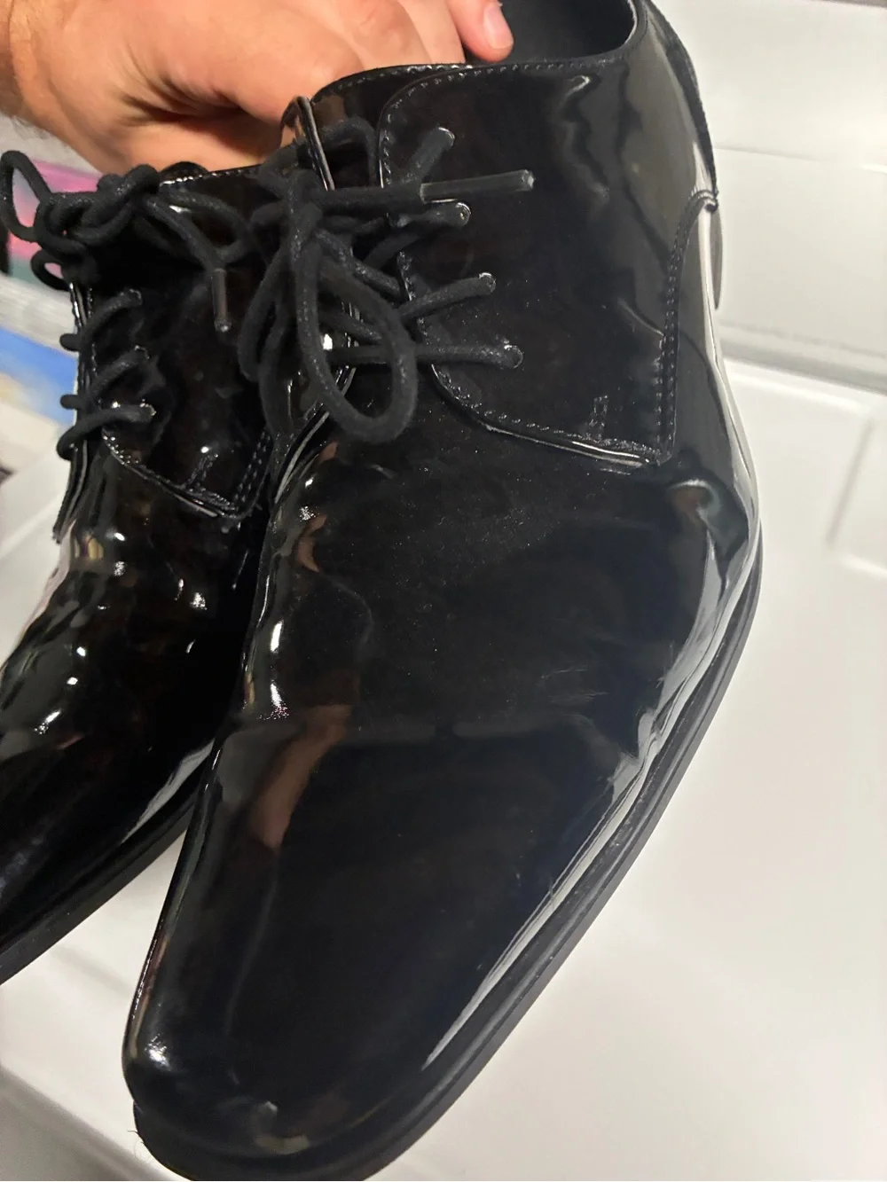 Calvin Klein Black Patent Leather Lace-Up Oxfords